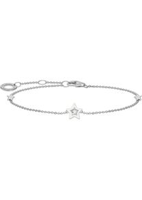 Thomas Sabo , Juegendliche , Armband »Stern mit weißen Steinen und weißer Kaltemaille, A2136-041-14-L19V« mit Zirkonia (synth.) und Emaille ,...