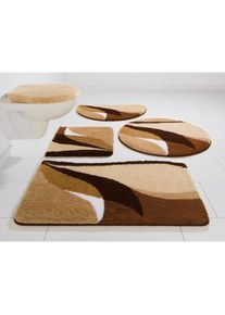 my home , Badematte »Magnus, Badvorleger, Badezimmer Teppich« mehrfarbig, Badteppich, Badematten auch als 2 teiliges Set & rund , braun ,...