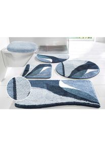 my home , Badematte »Magnus, Badvorleger, Badezimmer Teppich« mehrfarbig, Badteppich, Badematten auch als 2 teiliges Set & rund , dunkelblau ,...
