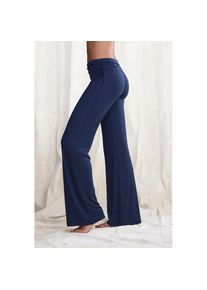 Lascana , Jazzpants mit Umschlagbund zum Raffen , marine , N-Gr , 36/38 -N-Gr , 36/38 , Schlag Leggings mit ausgestellten Beinen