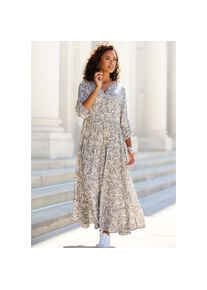 Vivance, Damen, Maxikleid mit Alloverprint und Volants, lang&auml;rmlig, Druckkleid, casual-chic, grau-beige bedruckt, N-Gr, 36 -N-Gr, grau-beige bedruckt,