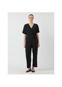 Y.A.S , Overall »YASOLINDA SS ANKLE JUMPSUIT S. NOOS« , Black , 46 , 46 , Knöchellanger Plissee-Jumpsuit von YAS