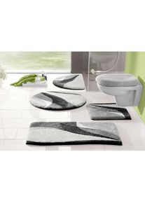 my home , Badematte »Magnus, Badvorleger, Badezimmer Teppich« mehrfarbig, Badteppich, Badematten auch als 2 teiliges Set & rund , grau ,...