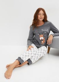 Pyjamas i myk bomull, hvit, størrelse 56/58 (3XL), bonprix