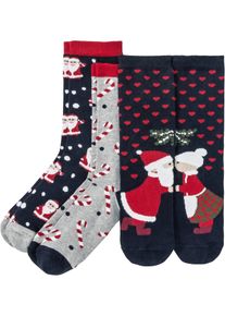 Julesokker med økologisk bomull (3-pack), blå, størrelse 43-46, bonprix