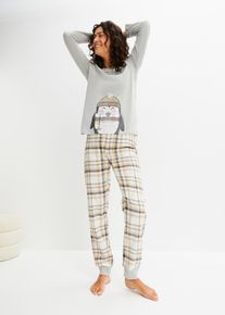 Pyjamas med flanellbukse, grå, størrelse 40/42 (M), bonprix