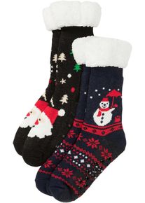 Kosesokker med teddyfôr (2-pack), blå, størrelse 35-38, bonprix