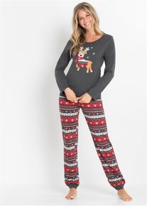 Pyjamas, grå, størrelse 56/58 (3XL), bonprix
