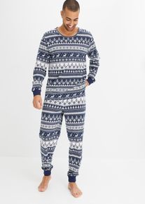 Pyjama à manches longues - bleu - taille 52/54 (L) - 100% coton - bonprix