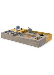 Muddy Buddy Sandkasten , Grau, Dunkelgelb , Holz , Zypresse , massiv , 90x20x150 cm , EN 71 , Sitzfläche, mit Holzschutz vorbehandelt , Freizeit & Co, Gartenspielzeug, Sandspielzeug