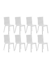 CLP Besucherstuhl 8er Set Holz weiß , Weiß , 43x87x47 cm , Arbeitszimmer, Besucherstühle