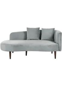 Beliani Chaiselongue Samtstoff hellgrau rechtsseitig Chaumont , Dunkelbraun, Grau , Textil , 168x75x74 cm , Wohnzimmer, Sessel, Relaxliegen