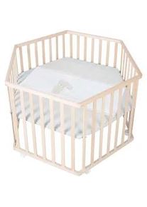 Roba Laufgitter 6-eckig, Liebhabär , Naturfarben , Holzwerkstoff , Tiere , Sechseckig , 118.5x72.5x103.5 cm , Babymöbel, Laufstall Baby