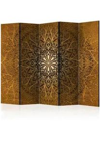 Artgeist Paravent , Braun, Goldfarben , Holz, Kunststoff, Textil , Kiefer , massiv , Mandala , 225x172x3 cm , Motiv auf Vorder- und Rückseite, Akustikschaumstoff , Kleinmöbel