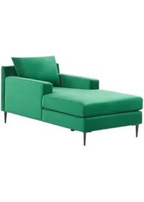 Beliani Chaiselongue Samtstoff grün/schwarz Gueret , Schwarz, Grün , Textil , 88x73x165 cm , Wohnzimmer, Sessel, Relaxliegen