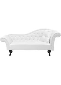 Beliani Chaiselongue Kunstleder weiß rechtsseitig Lattes , Schwarz, Weiß , Kunststoff , 188x87x59 cm , Wohnzimmer, Sessel, Relaxliegen