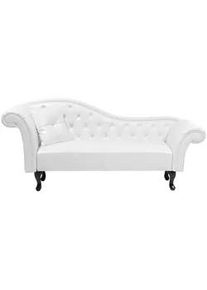 Beliani Chaiselongue Kunstleder weiß linksseitig Lattes , Schwarz, Weiß , Kunststoff , 188x87x59 cm , Wohnzimmer, Sessel, Relaxliegen