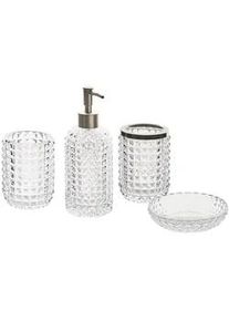 Beliani Badezimmer Set 4-teilig Glas transparent Tapia , Transparent, Silberfarben , 11x20x9 cm , Badaccessoires