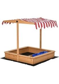 Outsunny Sandkasten, Gelb, Tannenholz, Vliesboden, Polyester, Kunststoff , Holz , 107.5x110x107.5 cm , Outdoor Spielzeug, Sandkästen