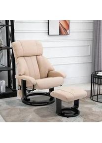 HOMCOM Relaxsessel mit Liegefunktion Massagesessel inkl. Hocker Fernsehsessel drehbar , Weiß , Kunststoff , Füllung: Schaumstoff,Schaumstoff , 80x102x76 cm , Wohnzimmer, Sessel, Relaxsessel