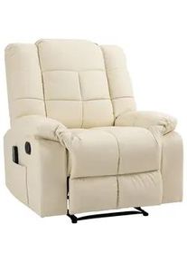 HOMCOM Massagesessel Elektrisch Fernsehsessel mit Liegefunktion 8 Massagepunkte Creme , Leder , Echtholz,Eukalyptusholz , Füllung: Schaumstoff,Schaumstoff , 99x99x94 cm , Wohnzimmer, Sessel, Massagesessel