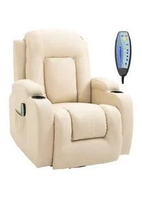 HOMCOM Massagesessel Kunstleder Cremeweiß , Weiß , Kunststoff, Metall , 94x104x85 cm , Wohnzimmer, Sessel, Massagesessel