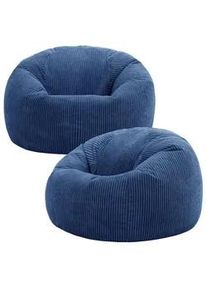 I.C.O.N. icon Sitzsack Klassisch Sessel aus Cord 2-tlg. , Blau , Textil , Rund , 85x50x85 cm , Hergestellt in Deutschland, Oeko-Tex® Standard 100, Reach , Wohnzimmer, Hocker, Sitzsäcke, XXL Sitzsäcke