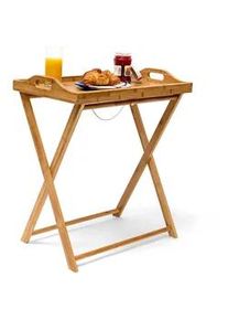Relaxdays Tabletttisch , Hellbraun , Holz , 35x63.5x55 cm , Wohnzimmer, Wohnzimmertische, Beistelltische