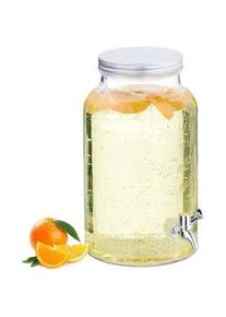 Relaxdays Getränkespender , Transparent , Glas, Metall, Kunststoff , 5 L , Rund , Zapfhahn , Essen & Trinken, Barausstattung