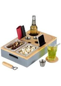 Relaxdays Couchbar , Grau , Holz, Metall, Naturmaterialen , 40x8x26 cm , Wohnzimmer, Sofas & Couches