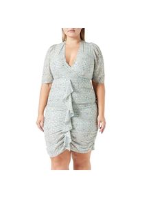 Nelice, Damen, Kleider, Gedrapeerte Wickelkleid mit Blumenprint und goldenen Punkten, Mehrfarbig, (XL)