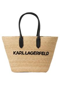 K by KARL LAGERFELD Karl Lagerfeld, Tasche, K/Essential grosse Strandtasche aus Raffia und Baumwolle mit Logo, Braun