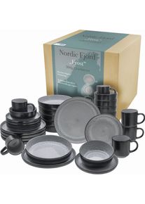 Creatable Kombiservice »Nordic Fjord« je 6 Speiseteller, Suppenteller, Dessertteller, Schalen, Kaffeebecher in grau