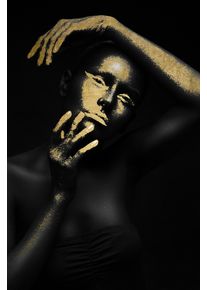 queence Acrylglasbild »Am-hehu« Bilder von Frauen Fashion Frau Gemälde Kunst Magazincover Mode Modern von Hand eingearbeitete Blattgold...