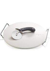 Gefu Pizzastein »+ Pizzaschneider DARIOSO« Edelstahl Keramik Kunststoff Set in beige, Größe B/H/T: 1 cm