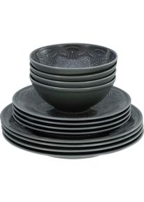 Creatable Teller-Set »Orient Mandala« Speiseteller, Dessertteller und Schalen im Set in grau