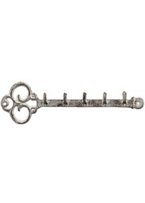 AMBIENTE HAUS Wandhaken »Hakenleiste aus Gusseisen - Schlüssel« in weiß, Größe B/H/L: 25 cm x 8 cm