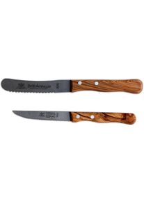 Olivenholz-Erleben Messer-Set In Handarbeit gefertigt, rostfreie Edelstahlklinge, Olivenholzgriff in braun