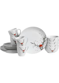 Creatable Kombiservice »Luna Hirsch« winterliches Hirsch-Motiv in weiß