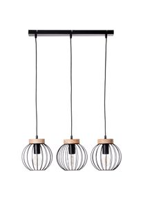 Brilliant Pendelleuchte »Sorana« E27 1 Stk. Hängelampe 3flg schwarz/holzfarbend in schwarz, Größe Höhe: 116 cm