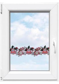 Stickereien Plauen Scheibengardine »Glocken« Stangendurchzug 1 Stk. tlg. Fensterdekoration "Glocken" in rot