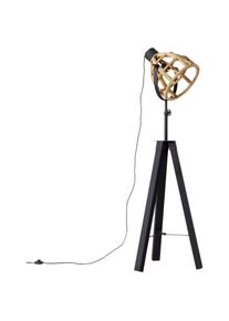 Brilliant Stehlampe »Matrix Nature« E27 1 Stk. Stehlampe dreibeinig antik holz/schwarz korund in schwarz, Größe Ø 60 cm Höhe: 173 cm