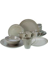 Creatable Kombiservice »Nature Collection« Reaktivglasur, jedes Stück ein Unikat in grau