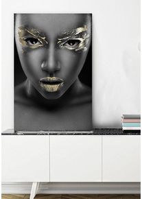 queence Acrylglasbild »Behdeti« Bilder von Frauen Fashion Frau Gemälde Magazincover Mode Modern 1 Stk. tlg. von Hand eingearbeitete Blattgold...