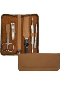 Pfeilring Damen Maniküre-Etui Reißverschlussetui Nappaleder in beige, Größe B/H/T: 80 mm x 180 mm x 35 mm 5 Stk.