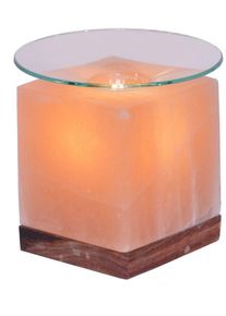 Himalaya Salt Dreams Salzkristall-Tischlampe »Kubus« E14 1 Stk. Warmweiß Handgefertigt aus Salzkristall - jeder Stein ein Unikat in orange, Größe...