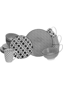 Creatable Kombiservice »New Style Black« 4 Designs im trendigen Schwarz/weiß Look in schwarz-weiß