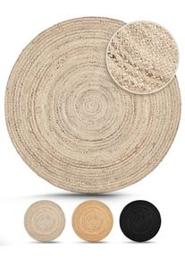 CarpetFine Teppich »Nele Juteteppich Naturfaser« rund 6 mm Höhe geflochtener Wendeteppich aus 100%Jute, in rund und oval, viele Größen in grau