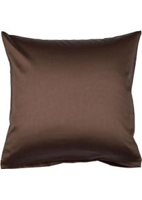 Janine Kissenbezug »Colors Mako Satin« mit Reißverschluss in braun, Größe B/L: 80 cm x 80 cm