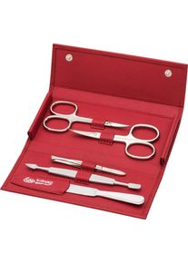 ERBE® Erbe Damen Maniküre-Etui »Wickel-Lederetui mit Druckknopf« bestückt mit Solinger Premium Stahlwaren in rot, Größe B/H/T: 70 mm x 145 mm x 25 mm 5 Stk.